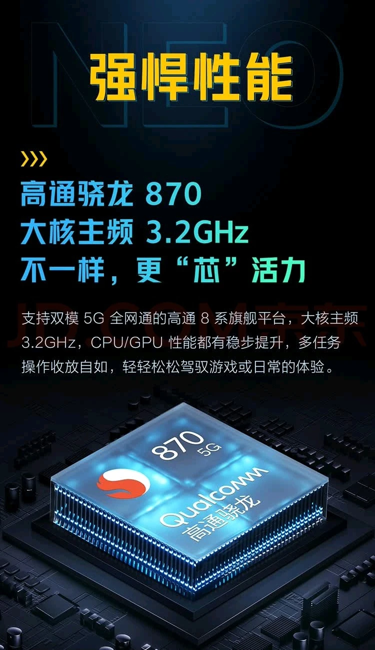 图片[2]-［自营商品］iQOO Neo5 活力版 骁龙870 144Hz竞速屏 44W闪充 双模5G全网通手机 8GB+256GB 极夜黑-凌貓博客
